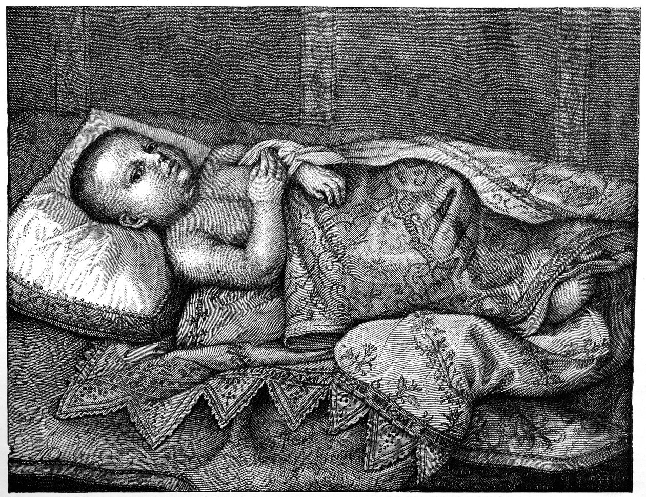 Leopoldo de Médici 1617-1675 em seu berço, 1882 de Unbekannt