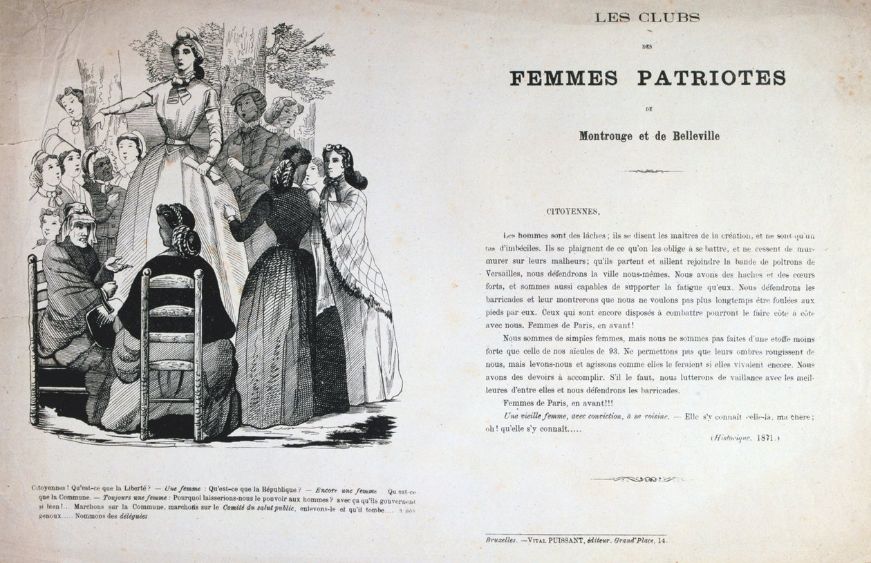 Os Clubes de Mulheres Patriotas, Paris Commune, 1871. de Unbekannt