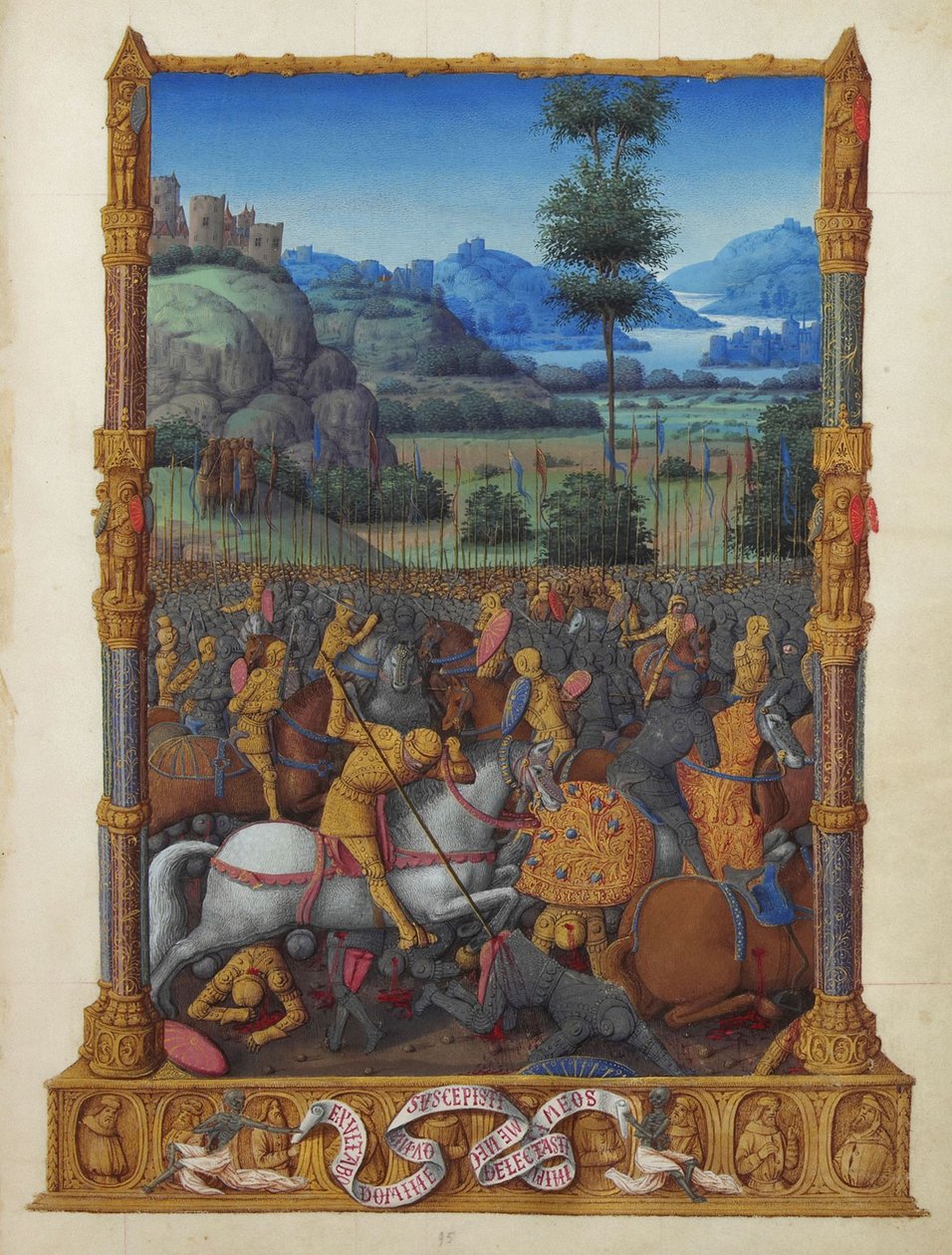 Les Très Riches Heures du Duc de Berry, Folio 95r - A Vitória de David de Unbekannt