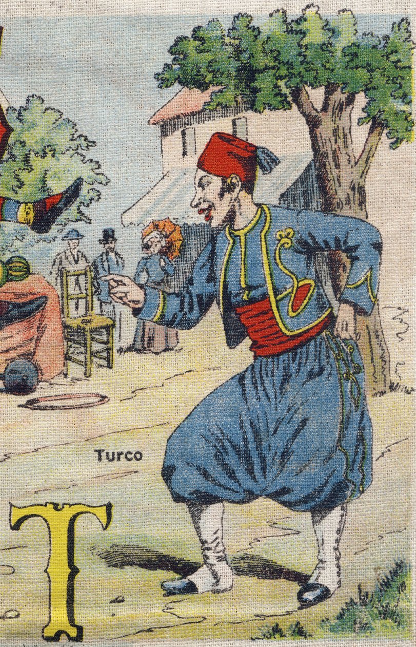 Carta T: Turco . Álbum de Drolatic . Série número 4 em Álbuns - cromo sobre tela . Cromolitógrafos em tecido. Imaging Marcel Vagne, Jarville-Nancy, início do século XX. Dim: 25x17,5cm de Unbekannt