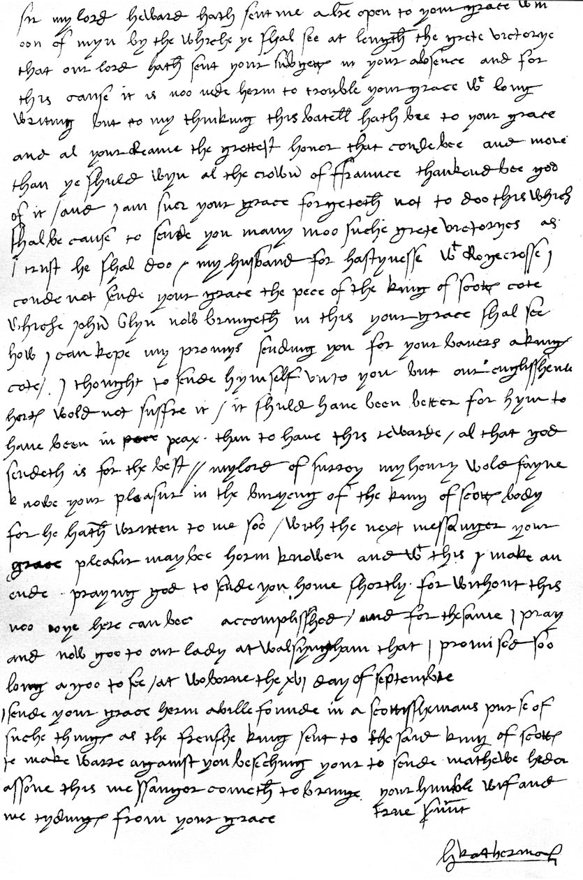 Carta de Catarina de Aragão como Regente, ao seu marido, o Rei Henrique VIII em França, anunciando a vitória inglesa sobre o exército escocês em Flodden e a morte do Rei James IV da Escócia de Unbekannt
