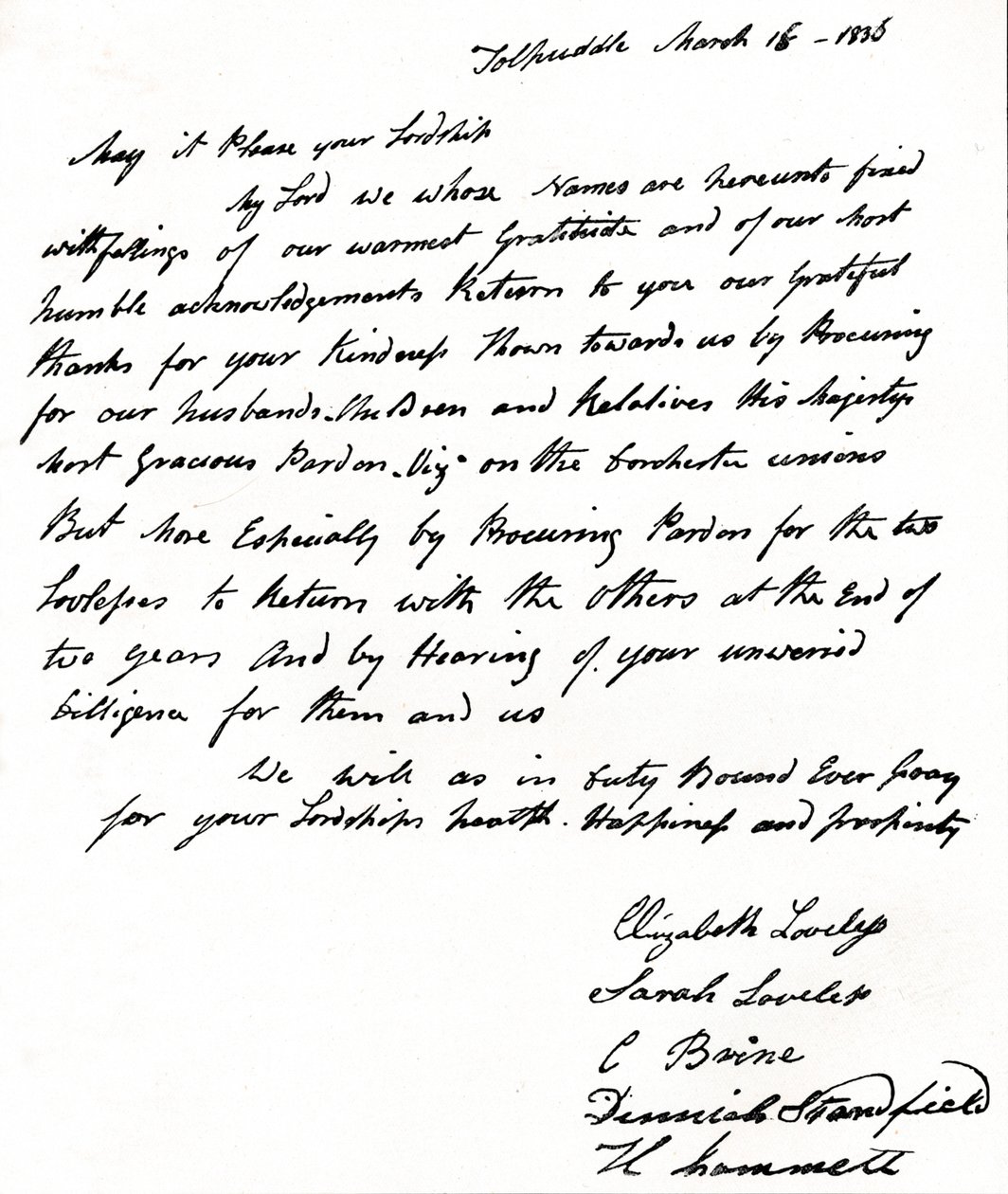 Carta escrita ao Secretário do Interior John Russell 1792-1878 pelas esposas dos Mártires de Tolpuddle, de Unbekannt