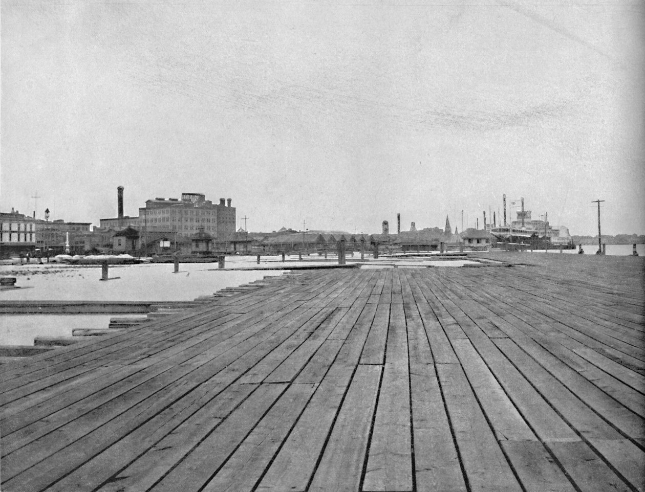 Dique e Aterragem do Barco a Vapor, Nova Orleans, c1897. de Unbekannt