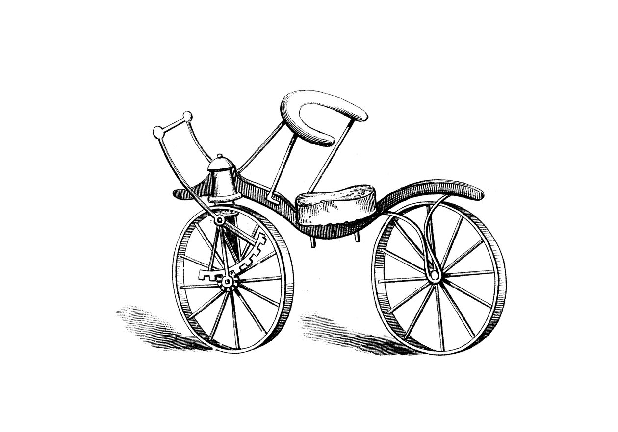 Melhoria de Lewis Gompertzs na bicicleta Baron von Draiss, 1821 de Unbekannt
