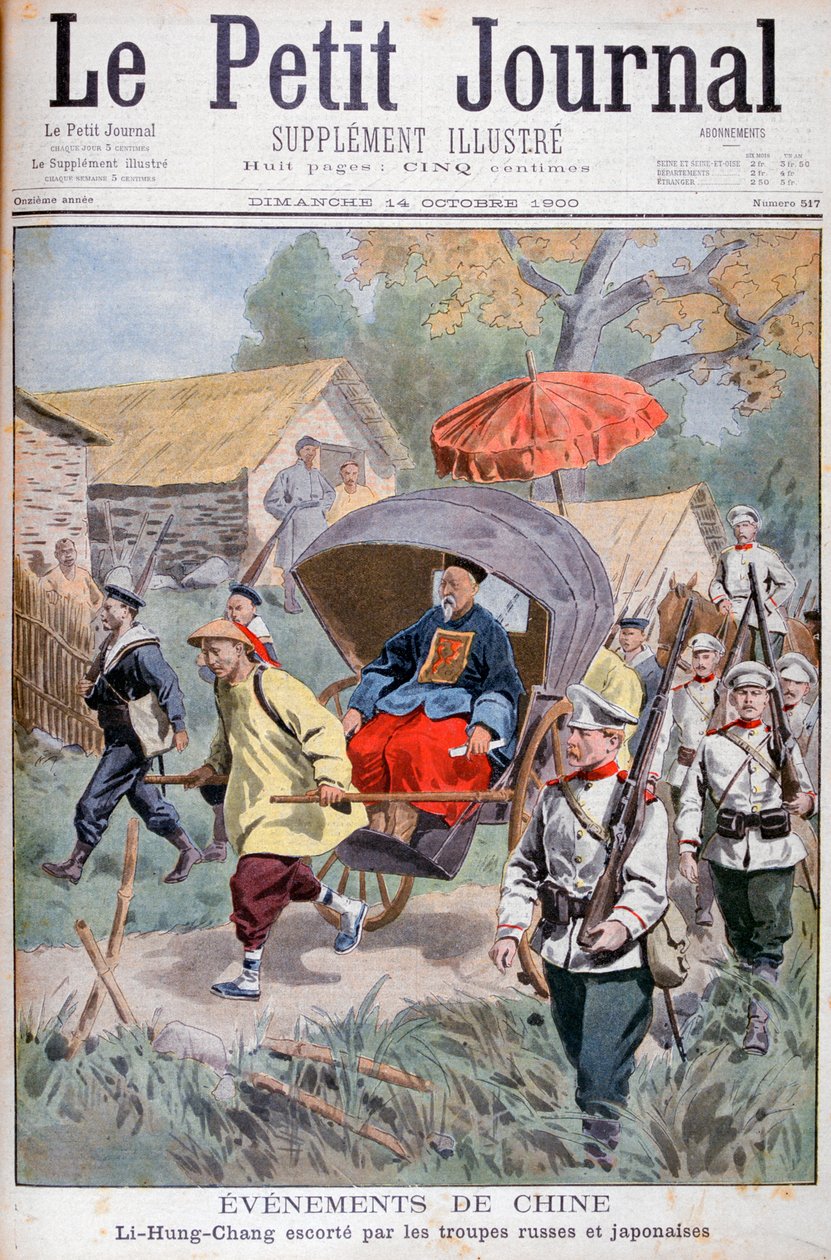 Li Hung-chang escoltado por tropas russas e japonesas, China, 1900 de Unbekannt