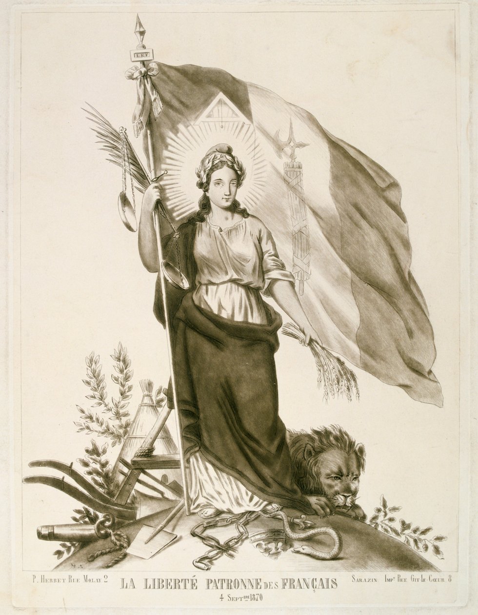 Liberdade, padroeiro dos franceses, 1870 de Unbekannt