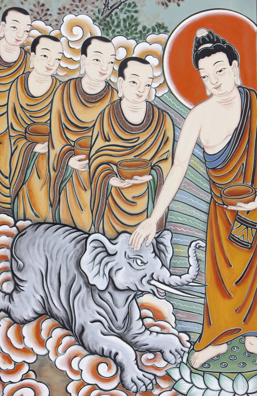 Vida de Buda Domando um elefante, Seul, Coree du Sud de Unbekannt