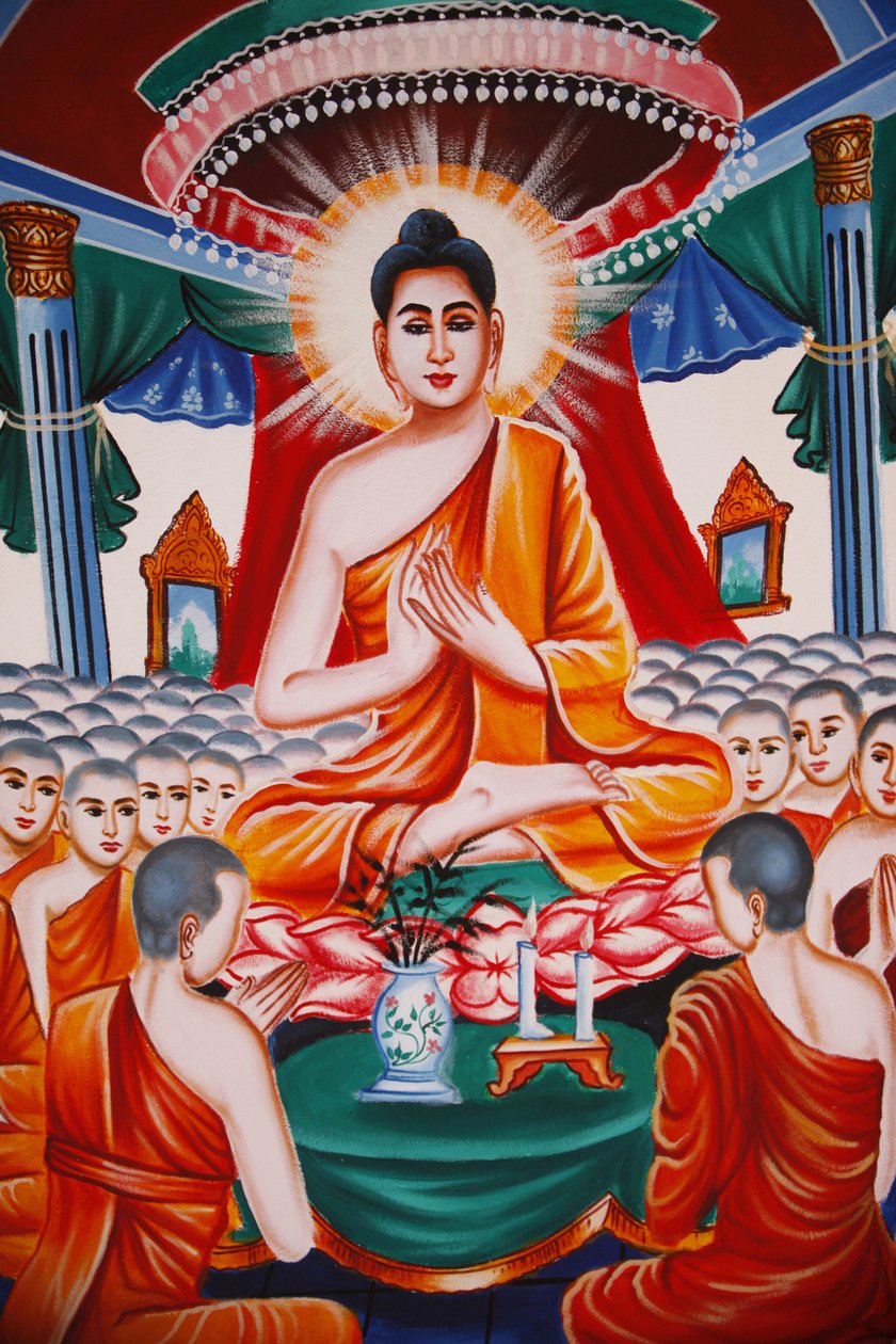 Vida do Buda Instruindo a assembléia arahants, Siem Reap, Camboja de Unbekannt
