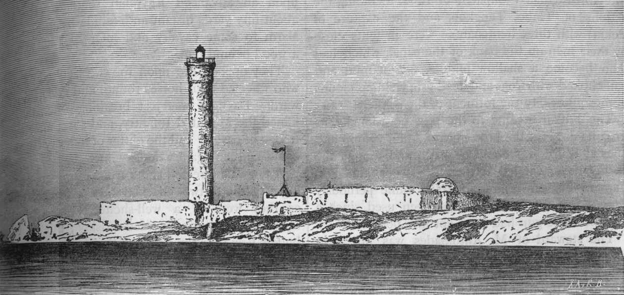 Farol na ilha de Paros, Alexandria, c1882 de Unbekannt