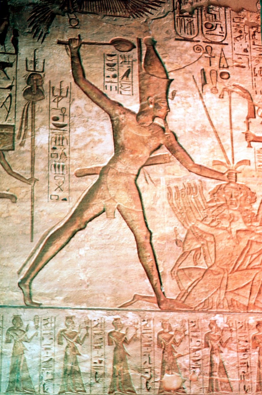 Relevo de pedra calcária do Templo de Ramsés II, Abu Simbel, Egito, século 13 aC de Unbekannt