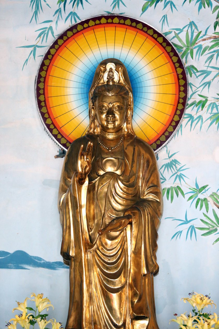 Linh Ung Buddhist pagode. Quan Am bodhisattva da compaixão ou deusa da Misericórdia. Gesto de proteção (Abhay). Danang. Vietnam de Unbekannt