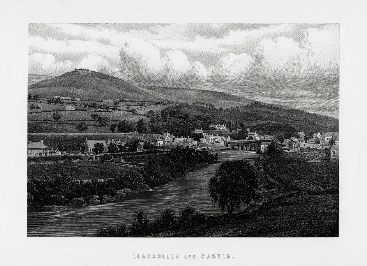 Llangollen e castelo, Denbighshire, norte de Gales, 1896 de Unbekannt