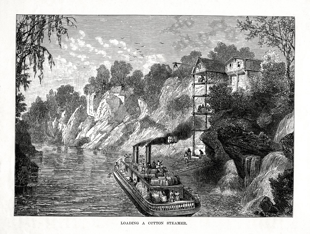 Carregando um navio a vapor de algodão, 1877 de Unbekannt