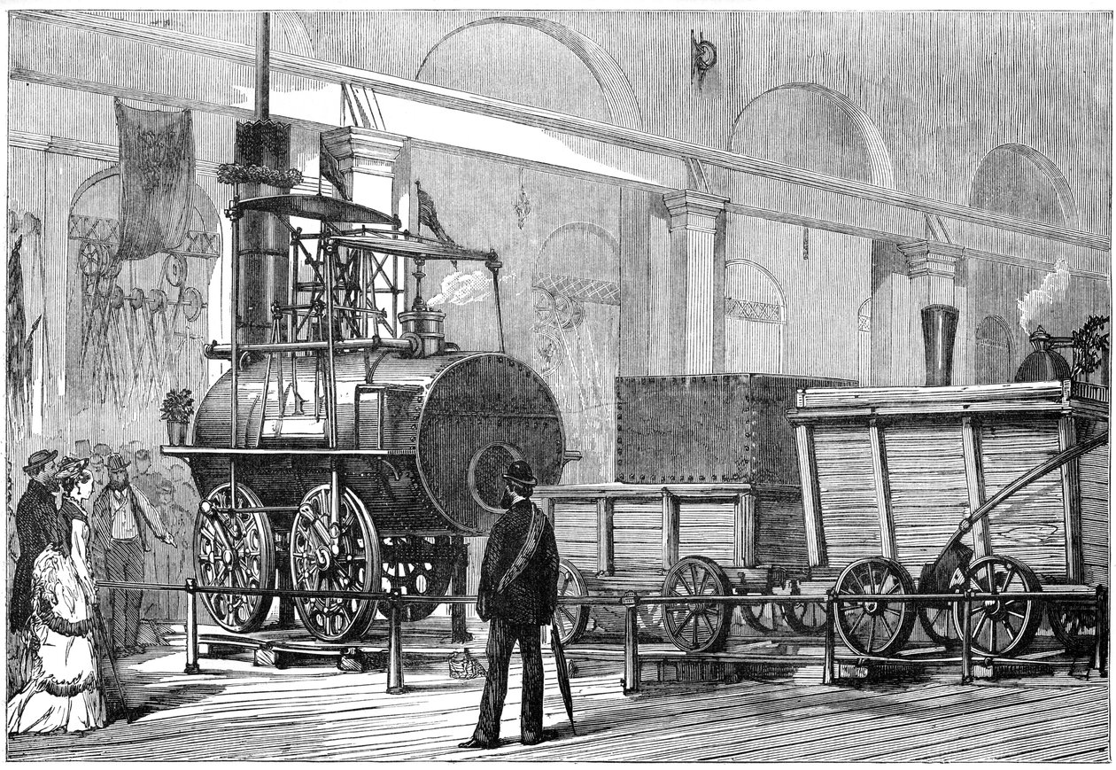 Locomoção, a primeira locomotiva a vapor, no Jubileu Railway, Darlington, Durham, século XIX de Unbekannt