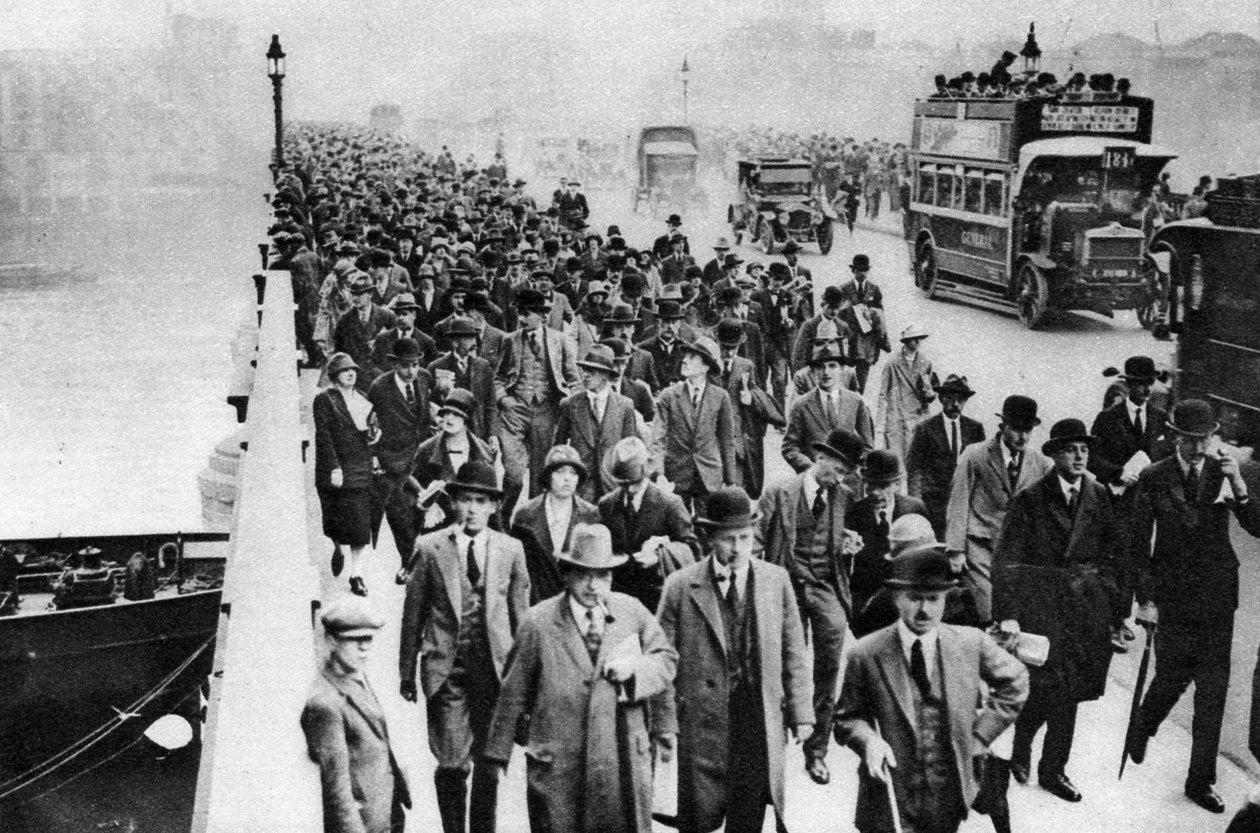 Hora do rush da ponte de Londres, Londres, 1926-1927 de Unbekannt