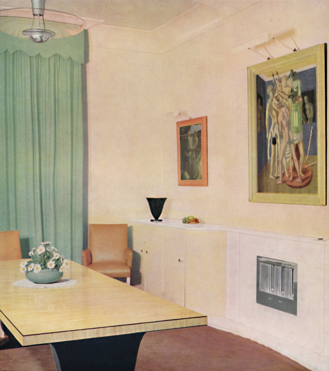 Sala de jantar em Londres com pintura de Chirico, 1938 de Unbekannt