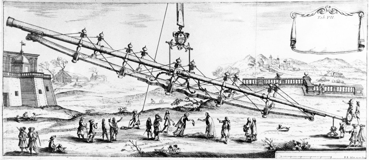 Telescópio de refração para distância focal longa, 1728 de Unbekannt