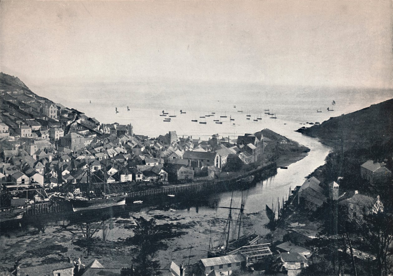 Looe - vista das colinas, mostrando o estuário, 1895 de Unbekannt