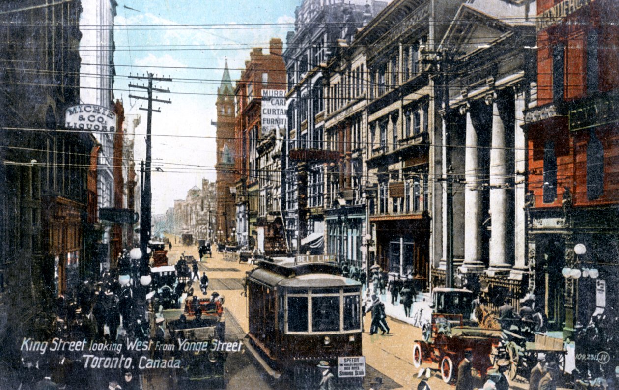 Olhando para oeste, ao longo da King Street, Toronto, Canadá, c1900s de Unbekannt