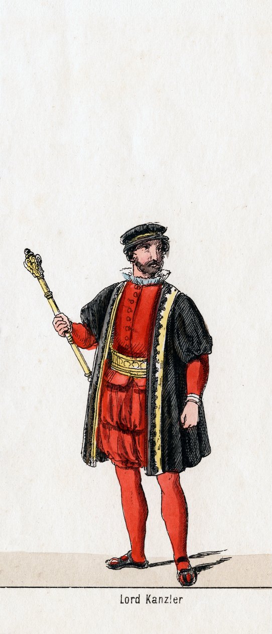 Lord Chancellor, figurino para a peça de Shakespeares, Henrique VIII, século XIX de Unbekannt