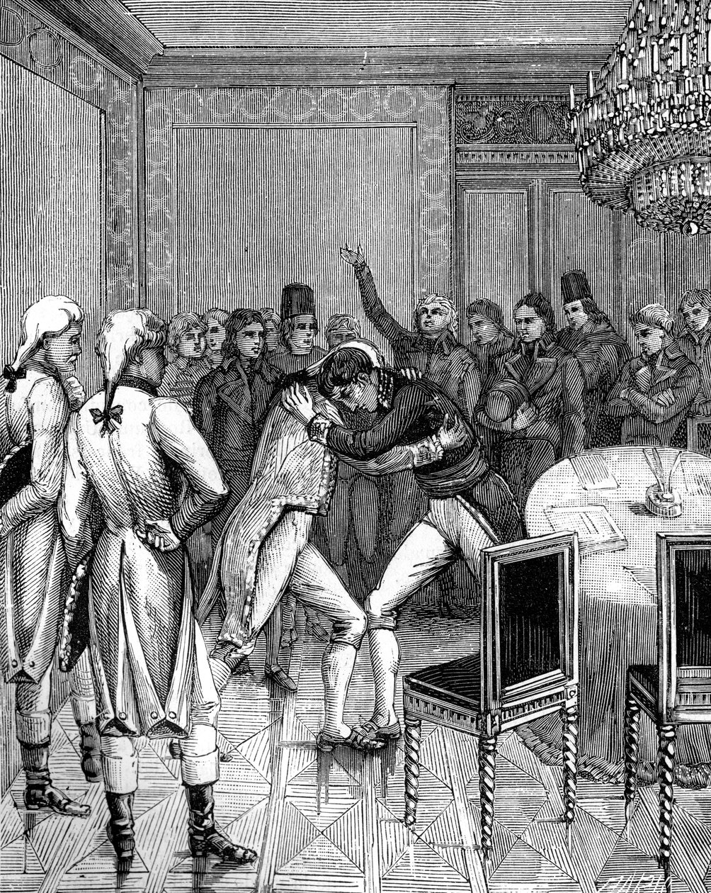 Lord Cornwallis e Joseph Bonaparte se abraçam em Amiens, França, 1802 1882-1884 de Unbekannt