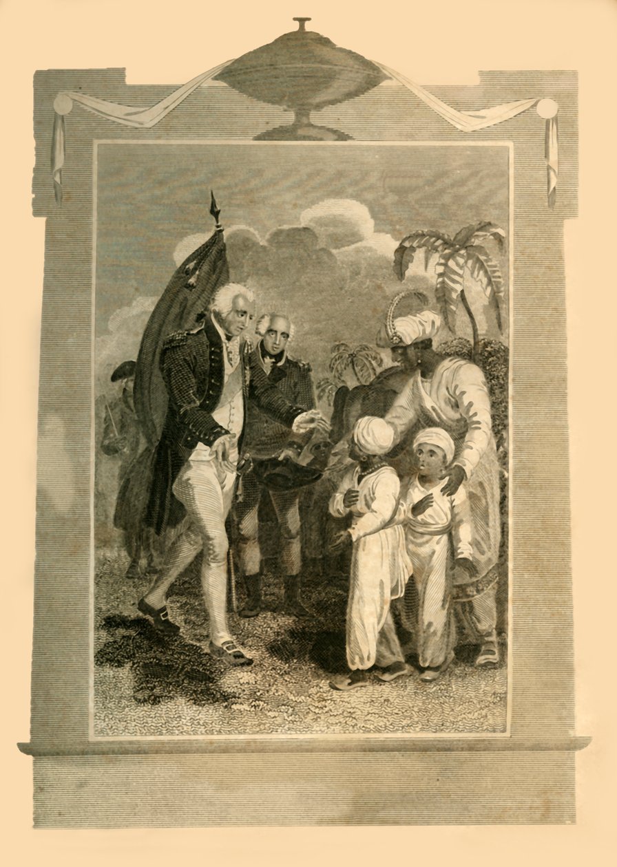 Lord Cornwallis recebendo os Filhos de Tippoo Saib, c1780s, 1816. de Unbekannt