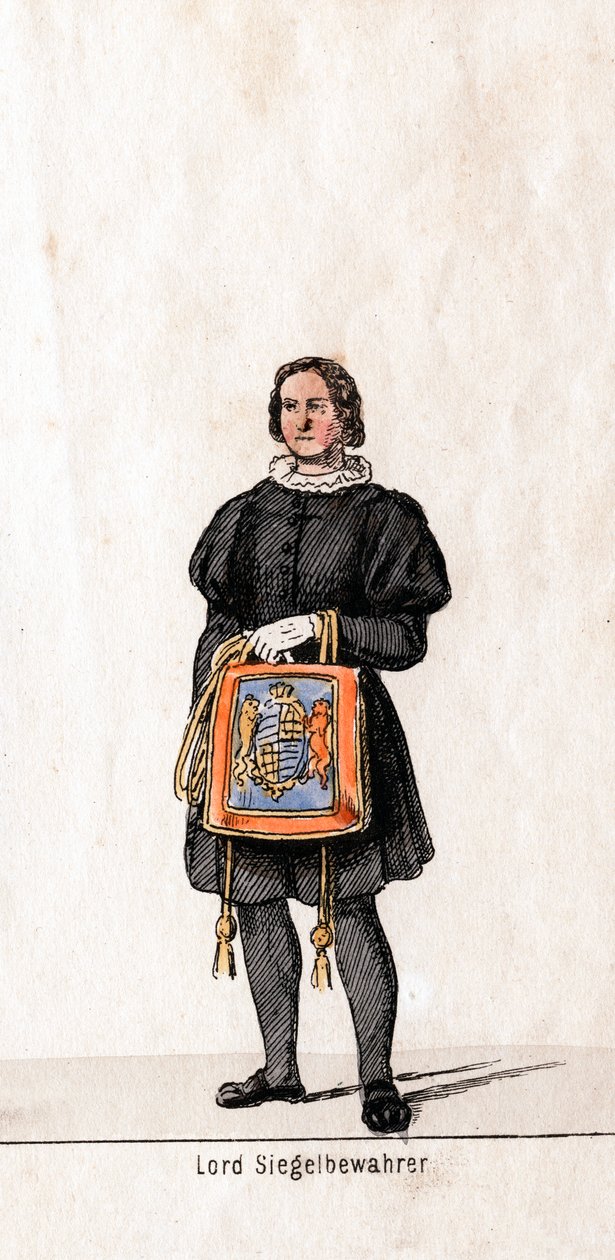 Guardião do Lord Seal, figurino para a peça de Shakespeares, Henrique VIII, século XIX de Unbekannt