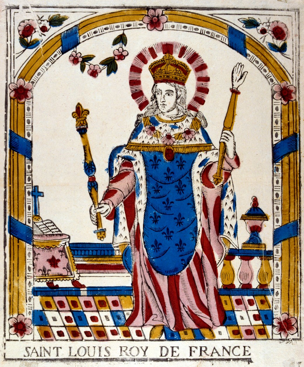 Luís IX, rei da França, em suas vestes de coroação, 1226 século XIX de Unbekannt