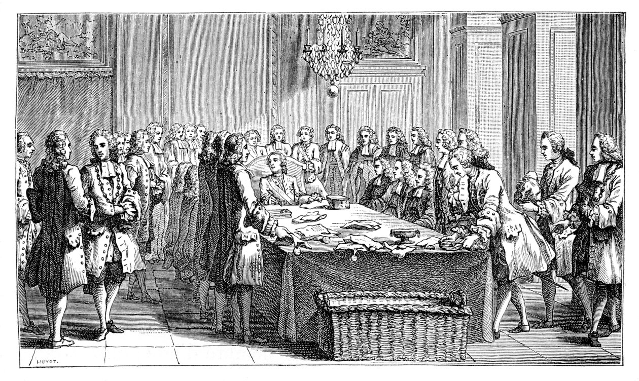Luís XV assinando o novo Tratado, 1757, 1885 de Unbekannt