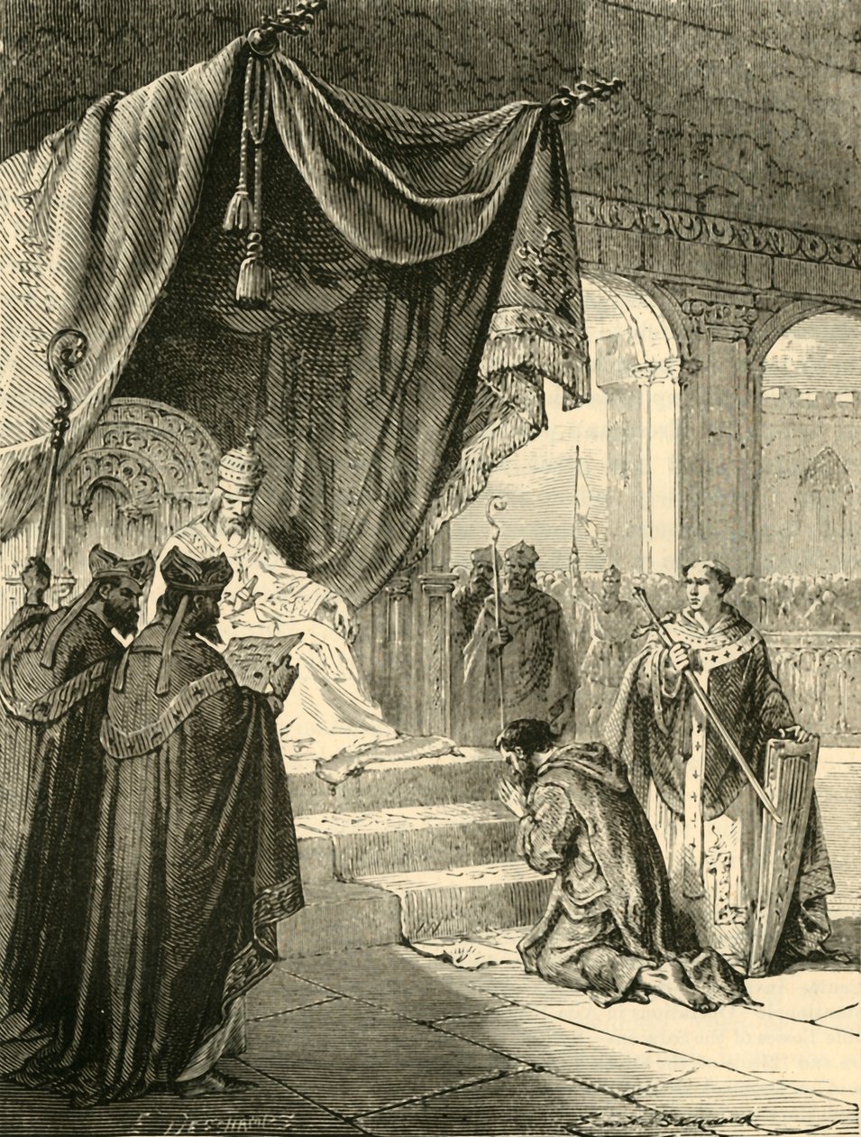 Louis, o Piedoso que Faz Penitência pelo Tratamento de seu Sobrinho, Bernard, c818, 1890. de Unbekannt