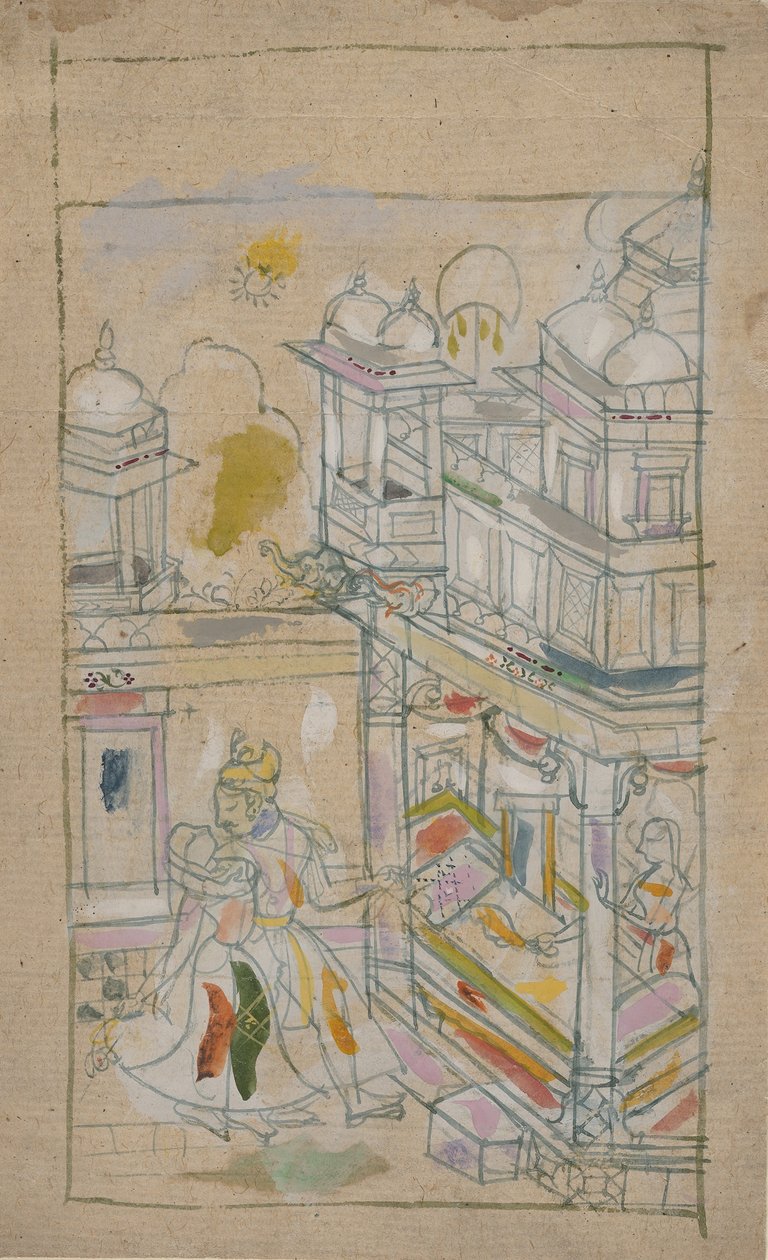 Amantes voltando a um palácio, no final do século XVIII. de Unbekannt