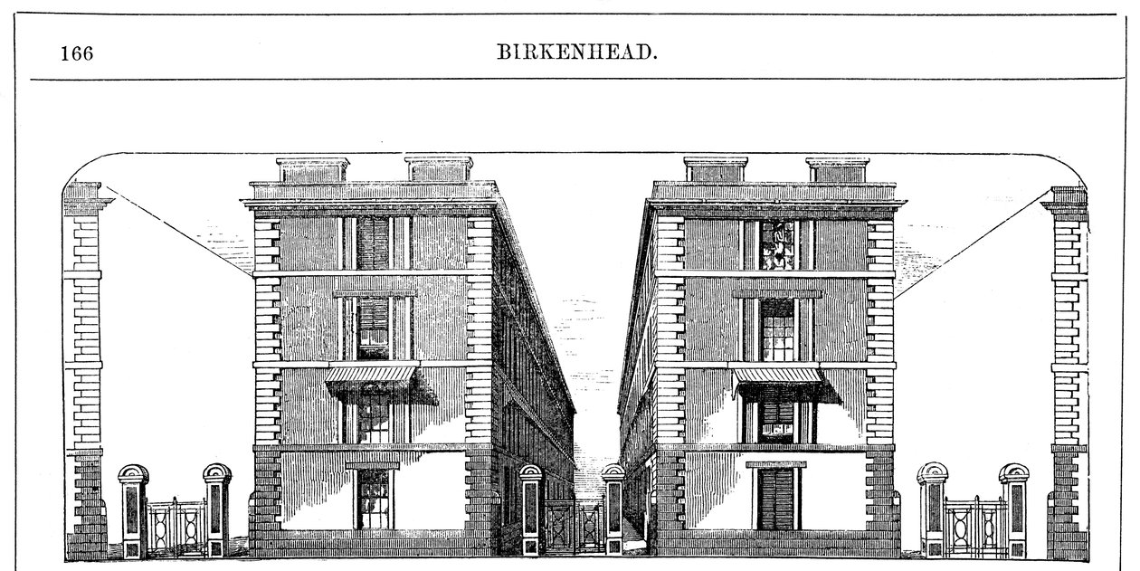Moradias para trabalhadores de baixa renda construídas pela Doca Co de Birkenhead, c1844 c1860 de Unbekannt