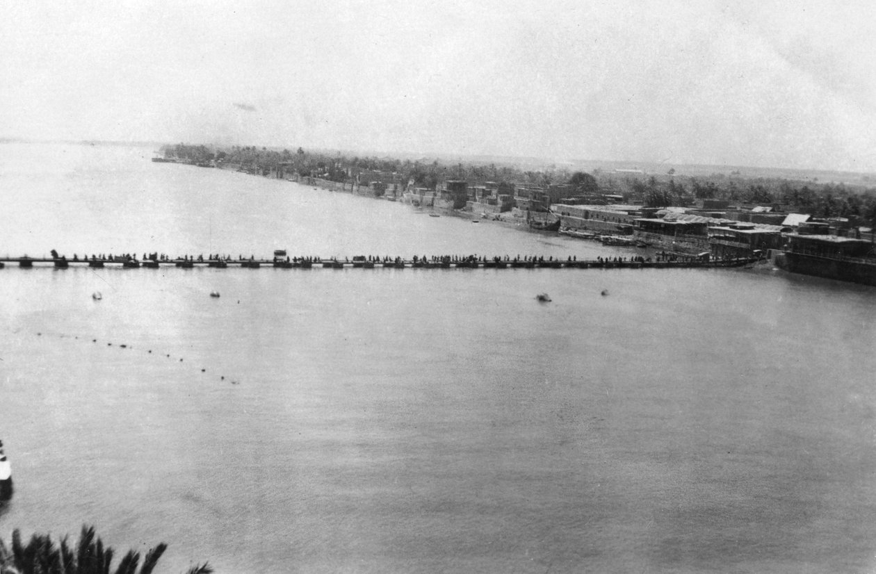 Ponte de pontão inferior, Bagdá, Mesopotâmia, Primeira Guerra Mundial, 1918 de Unbekannt