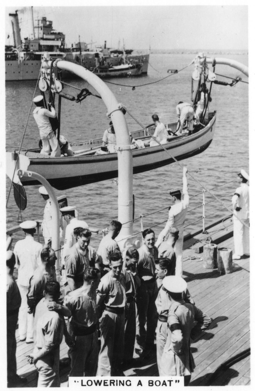 Abaixando um barco, HMS Devonshire, 1937 de Unbekannt