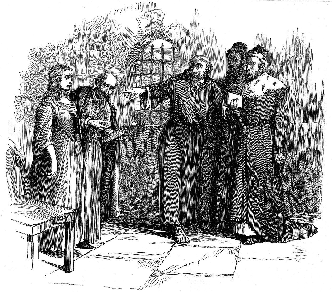 Lucrezia Castellani perante os Inquisidores após o serviço Waldenses proibido, c1476 do século XIX de Unbekannt