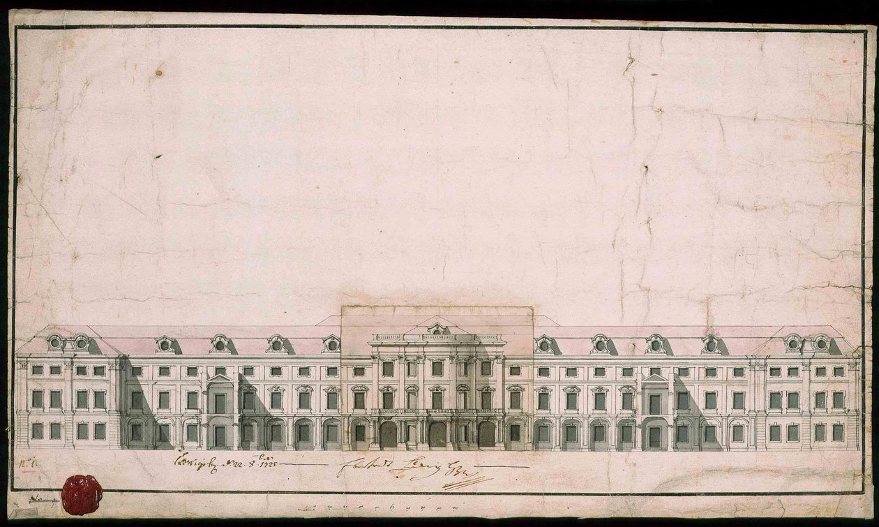 Palácio de Ludwigsburg. Projeto de fachada da ala norte de Unbekannt