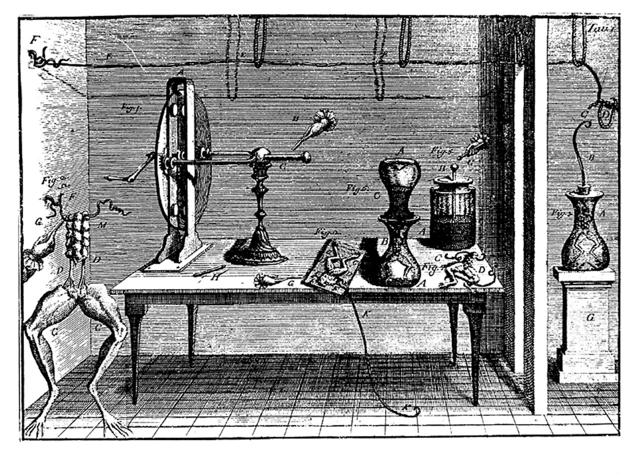 Luigi Galvanis experimenta eletricidade, 1791 de Unbekannt