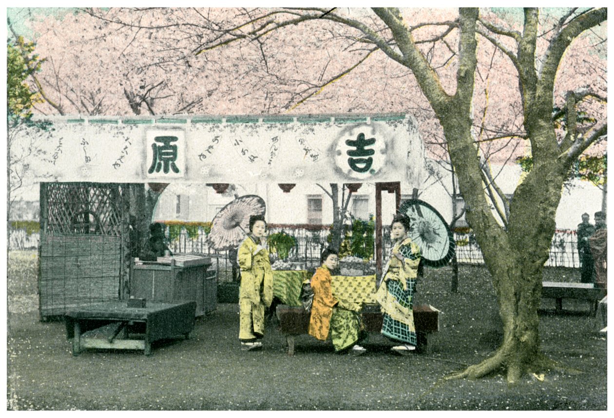 Almoço em um parque público, Japão, 1904 de Unbekannt