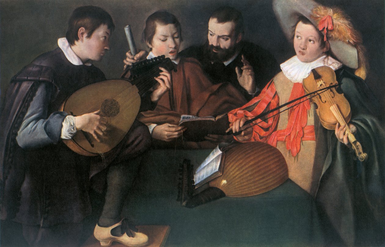 Alaúde e violino, pintor italiano desconhecido do século XVII, 1948 de Unbekannt
