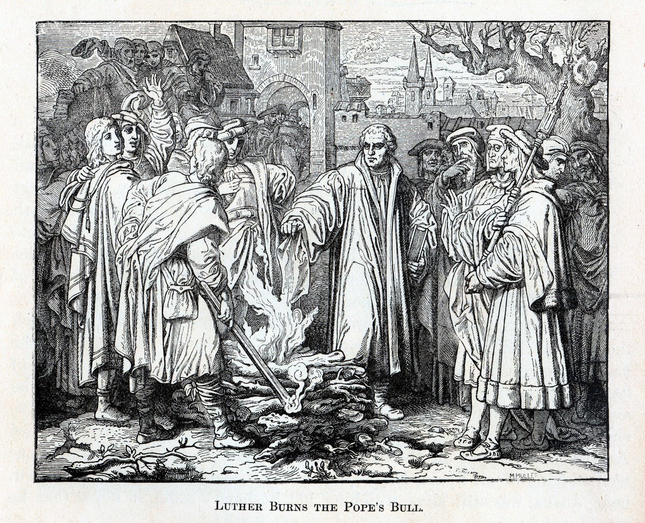 Lutero queima o touro dos papas, 1882 de Unbekannt