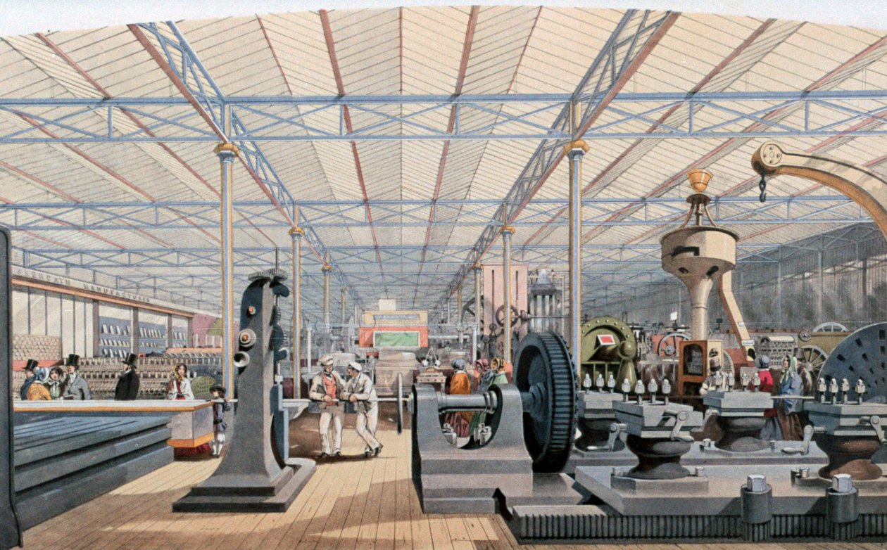 Salão de máquinas, Crystal Palace Exhibition, Londres, 1851 de Unbekannt