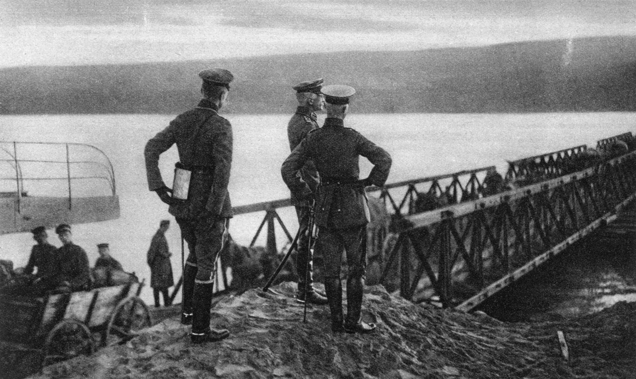 Exército Mackensens atravessando o rio Danúbio, Romênia, Primeira Guerra Mundial, 1916 de Unbekannt