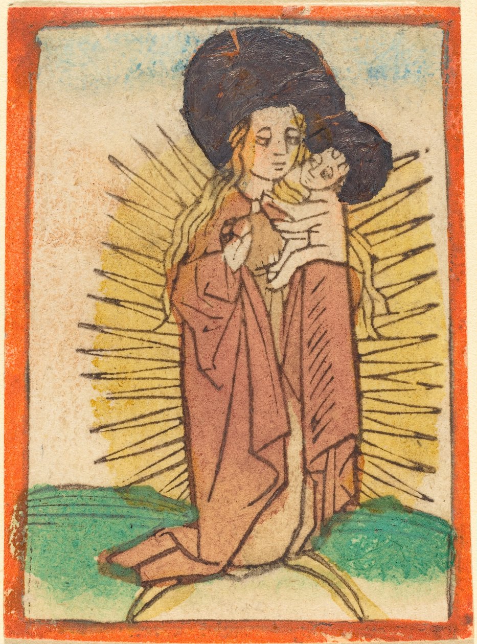 Madonna e criança em uma glória de pé em uma lua crescente, c. 1470. de Unbekannt