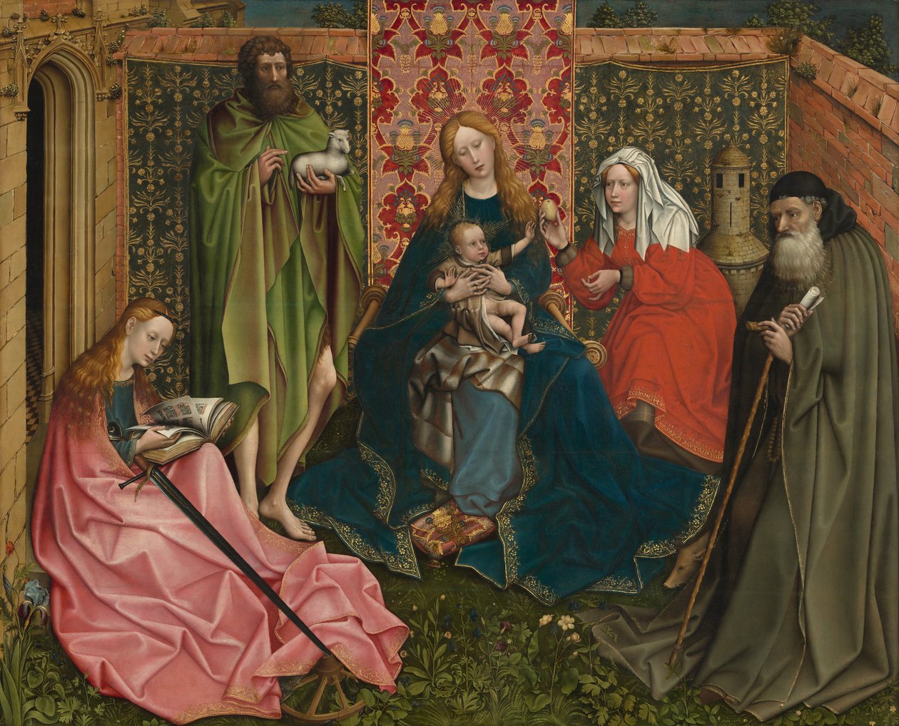 Madonna e Criança com Santos no Jardim Fechado, c. 14401460. de Unbekannt