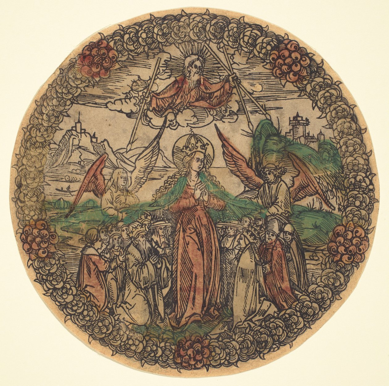 Madonna em uma coroa de rosas, 14901500. de Unbekannt