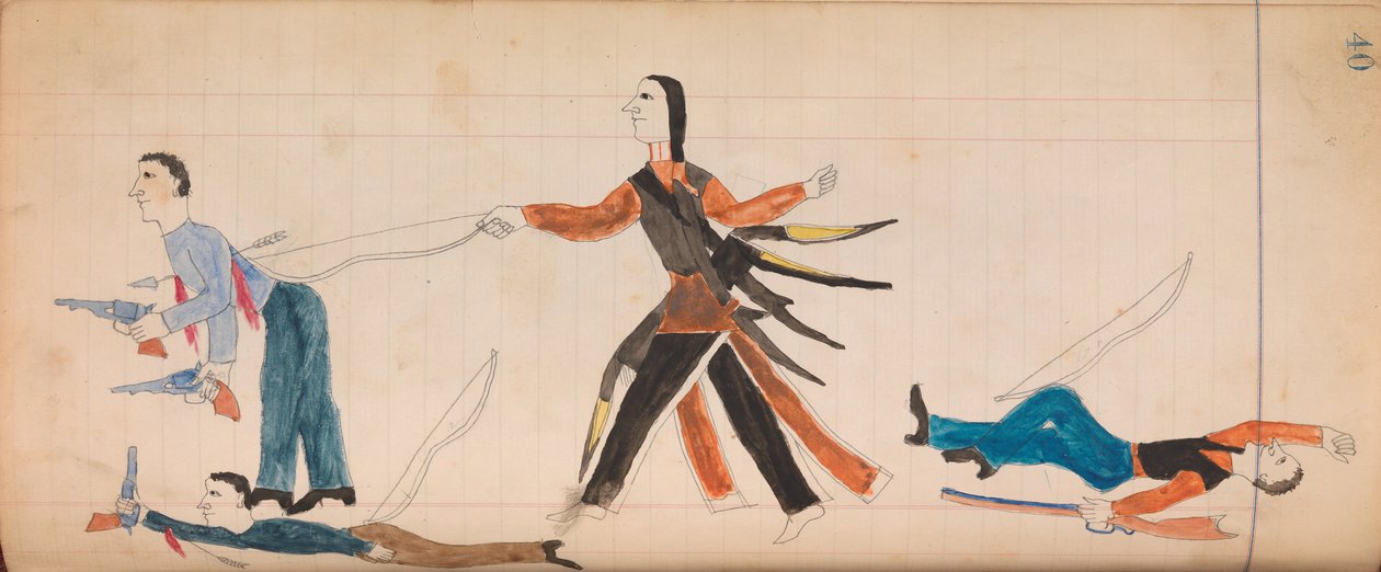 Maffet Ledger: Índio e três homens brancos, ca. 1874-81. de Unbekannt
