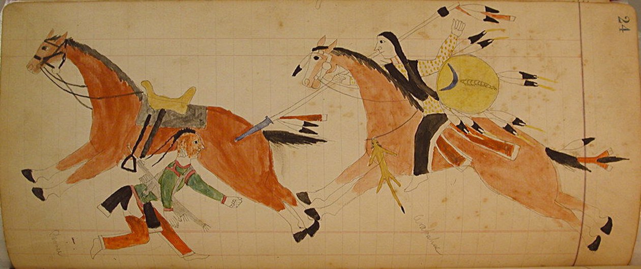 Maffet Ledger: Dois índios com cavalos, ca. 1874-81. de Unbekannt