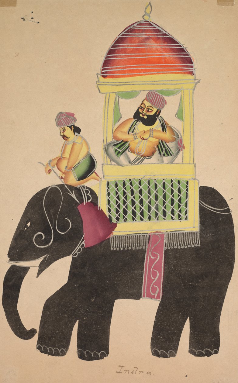 Mahant de Tarakeshwar monta em um elefante, do século XIX. de Unbekannt