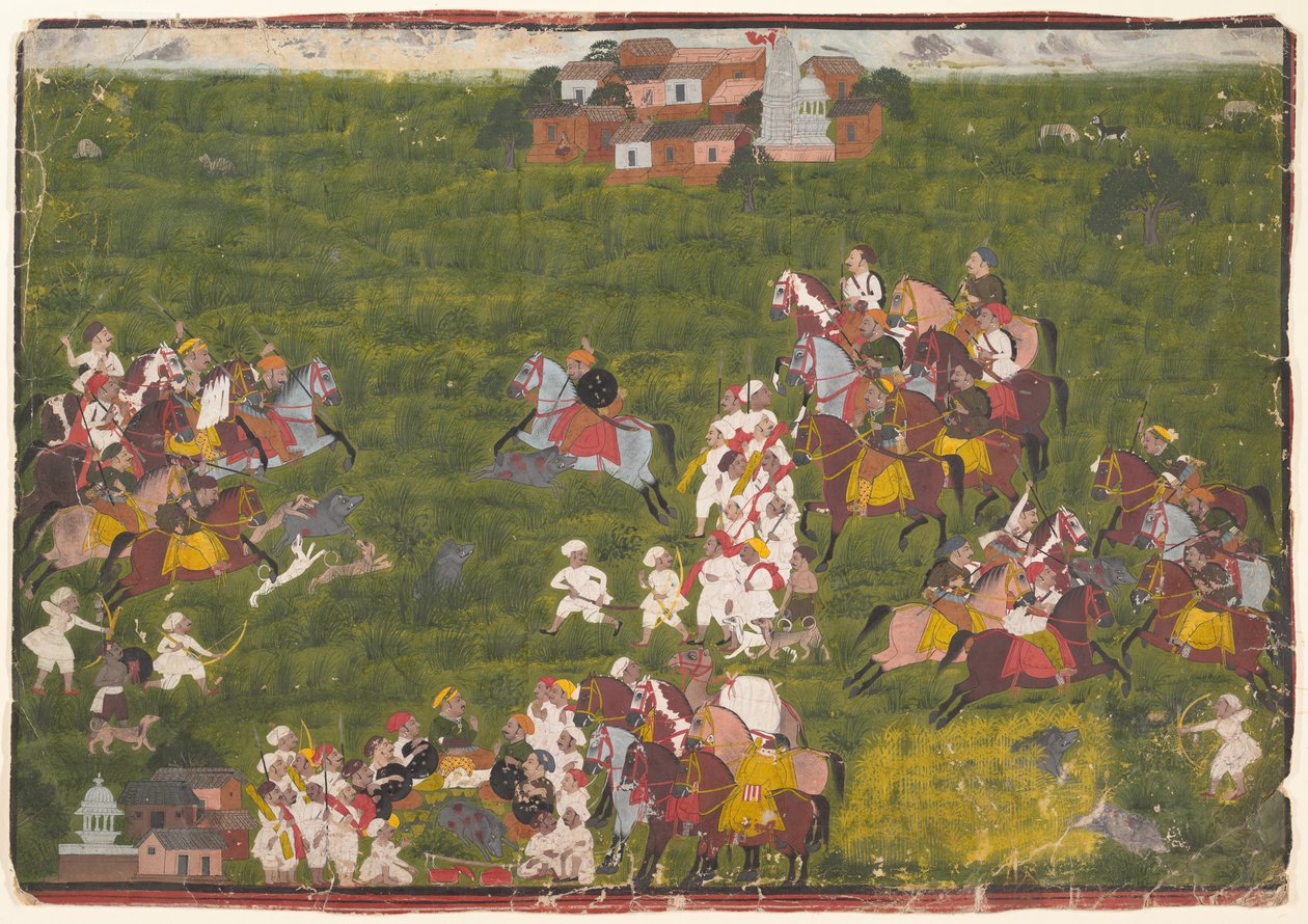 Maharana Sangram Singh Hunting Wild Bore, CA. 1725. de Unbekannt