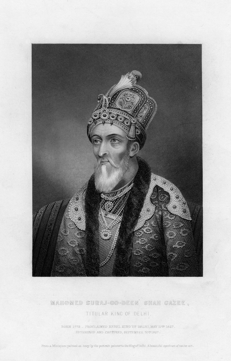 Mahomed Suraj-Oo-Deen Shah Gazee, Rei Titular de Délhi, século XIX de Unbekannt